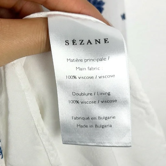 Sézane Aurora Mini Dress in Roses Bleues Floral Long Sleeve Prairie - Picture 12 of 15